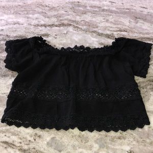 Black off the shoulder crop top